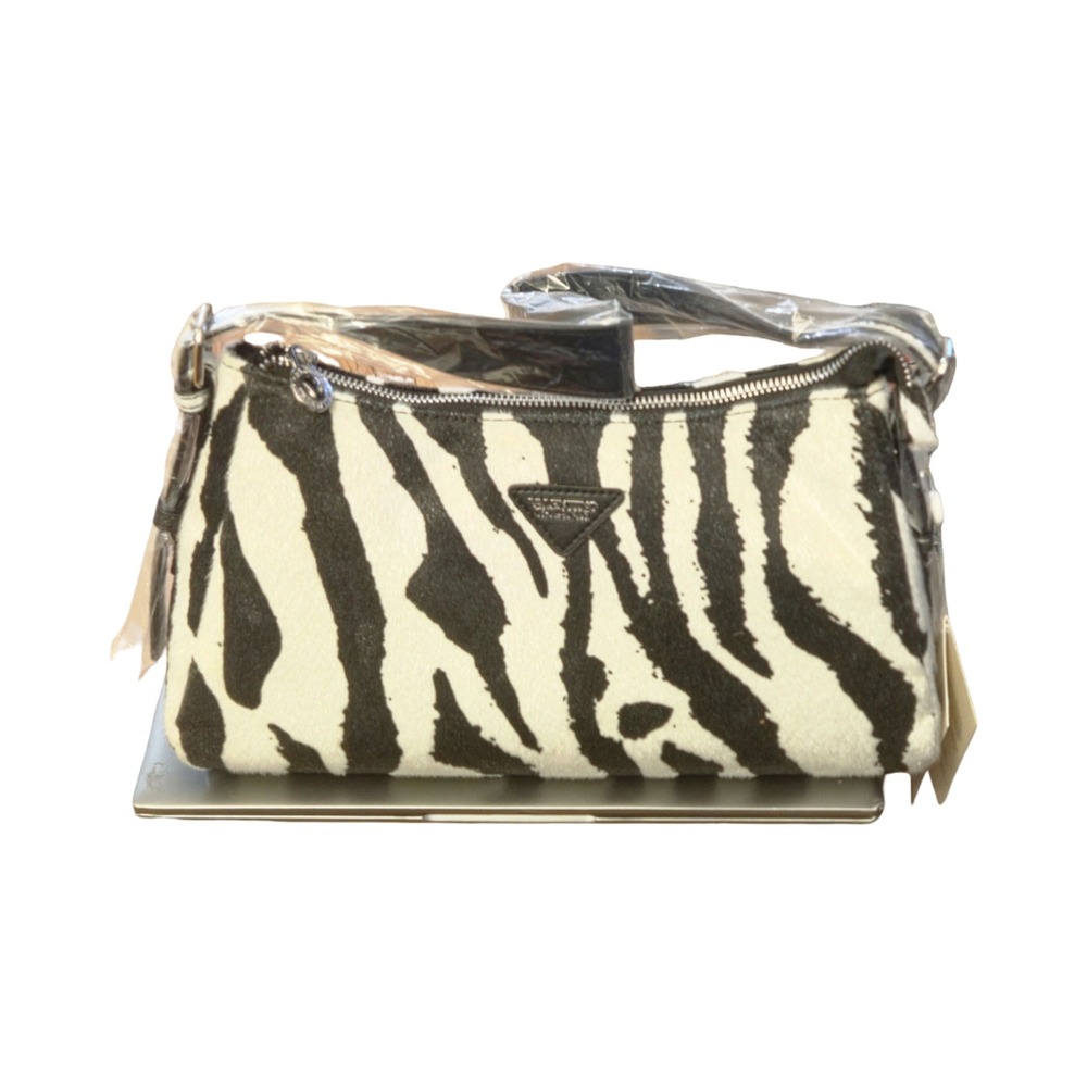 Valentino Orlandi Zebra Print Hair Calf Shoulder Bag Black White Italy NWT